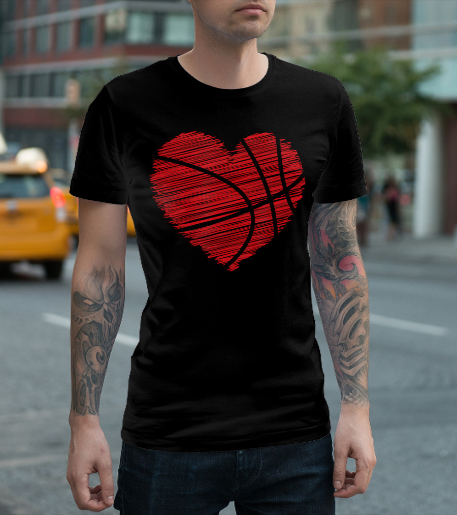 Valentine Love Heart Basketball T-Shirt