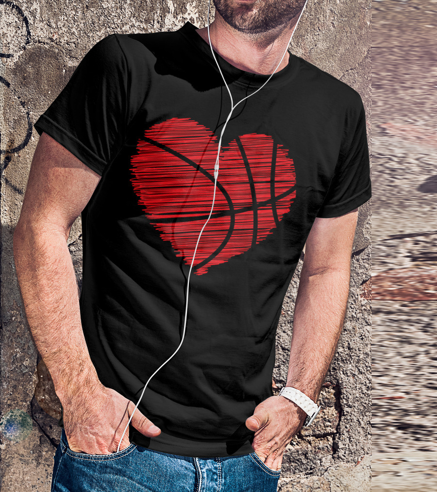 Valentine Love Heart Basketball T-Shirt