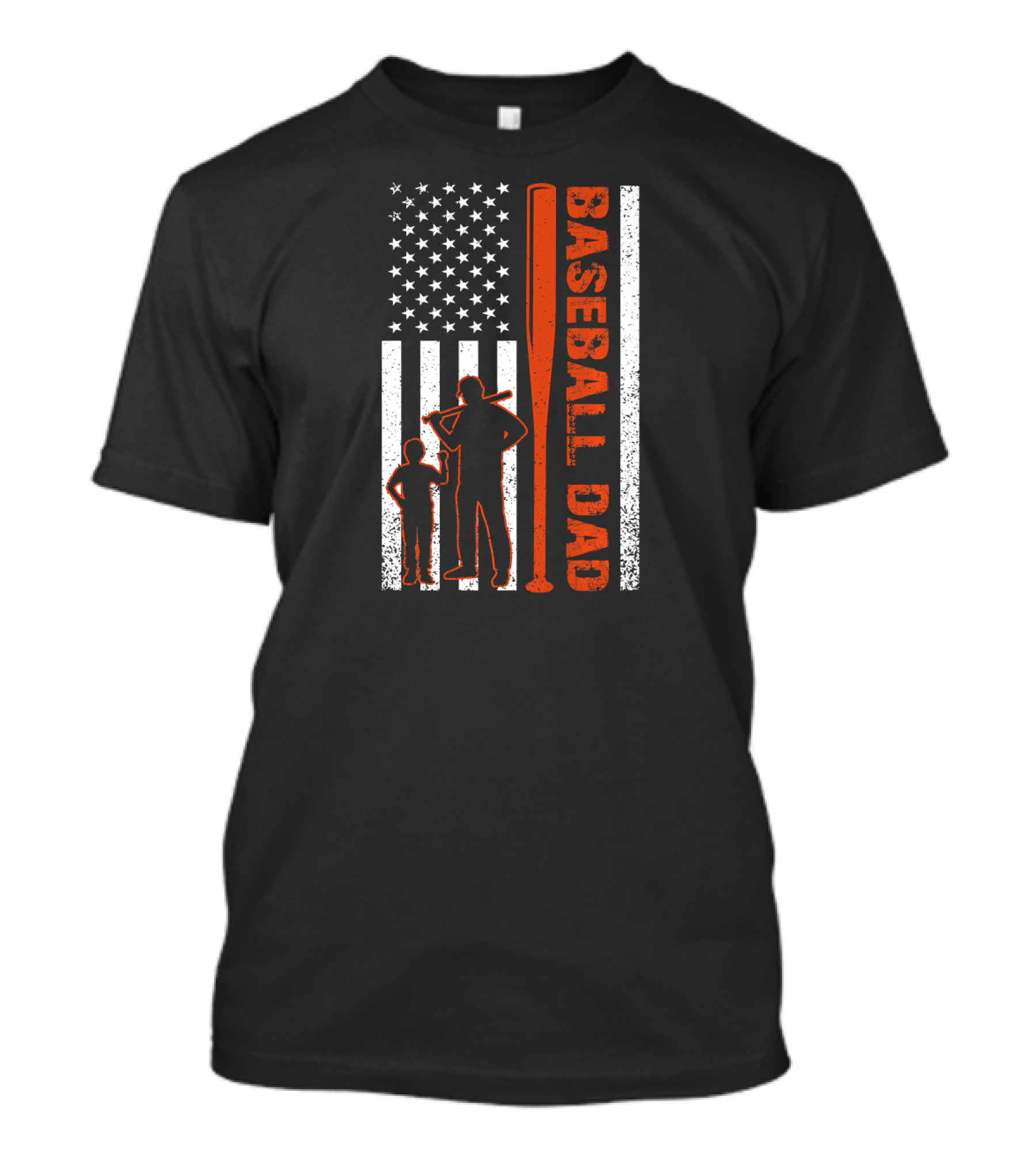 Mens Proud Baseball Dad With American Flag T-Shirt