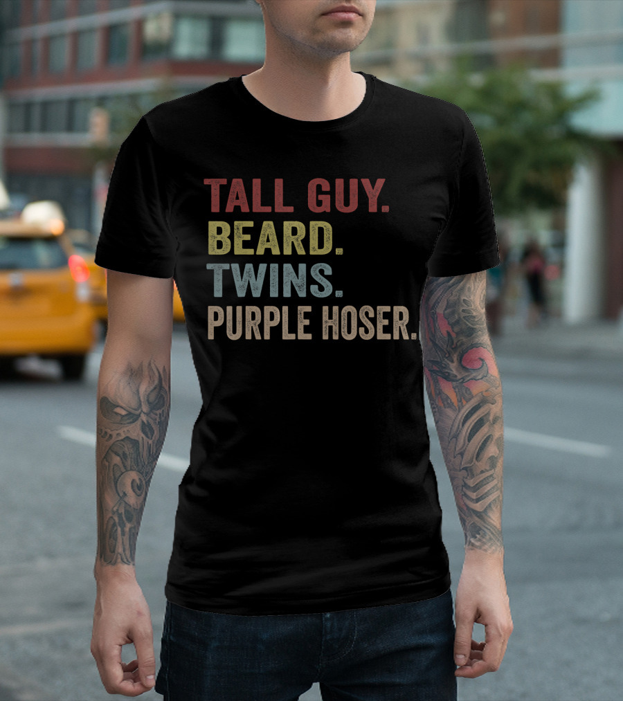 Tall Guy Beard Twins Purple Hoser Duo T-Shirt
