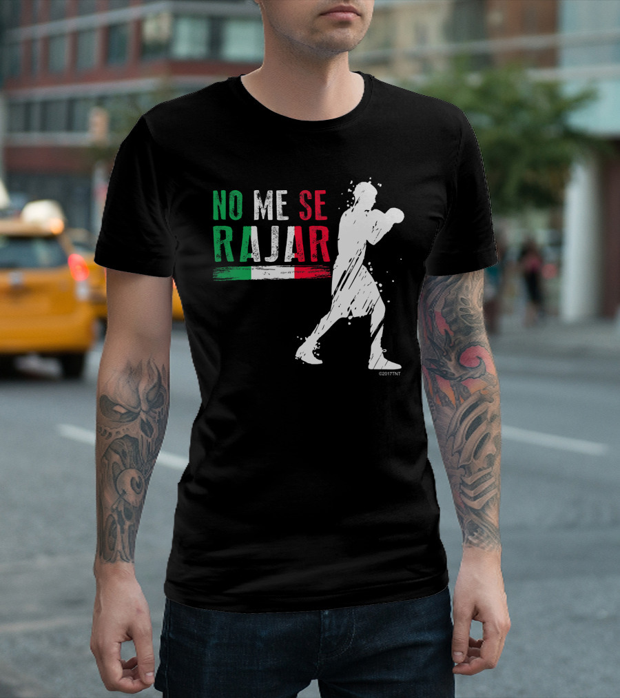 No Me Se Rajar Mexico Boxing Silhouette Mexican Flag Colors T-Shirt