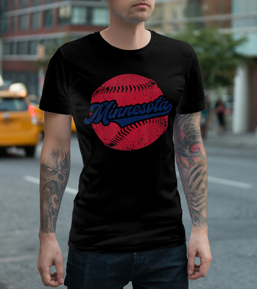 Minnesota Baseball Red Vintage Minneapolis Pride Twin T-Shirt
