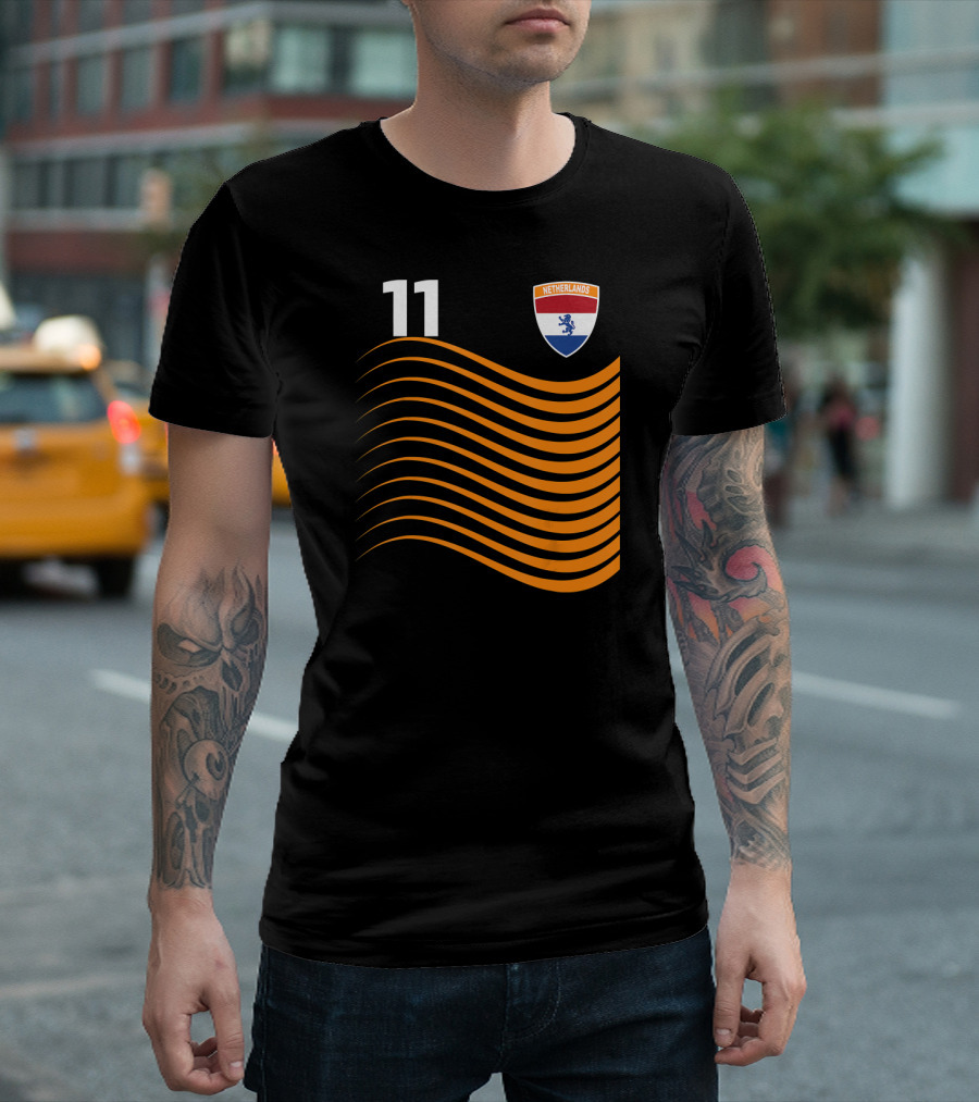 Netherlands Soccer Jersey Number 11 Nederland Football Crest T-Shirt