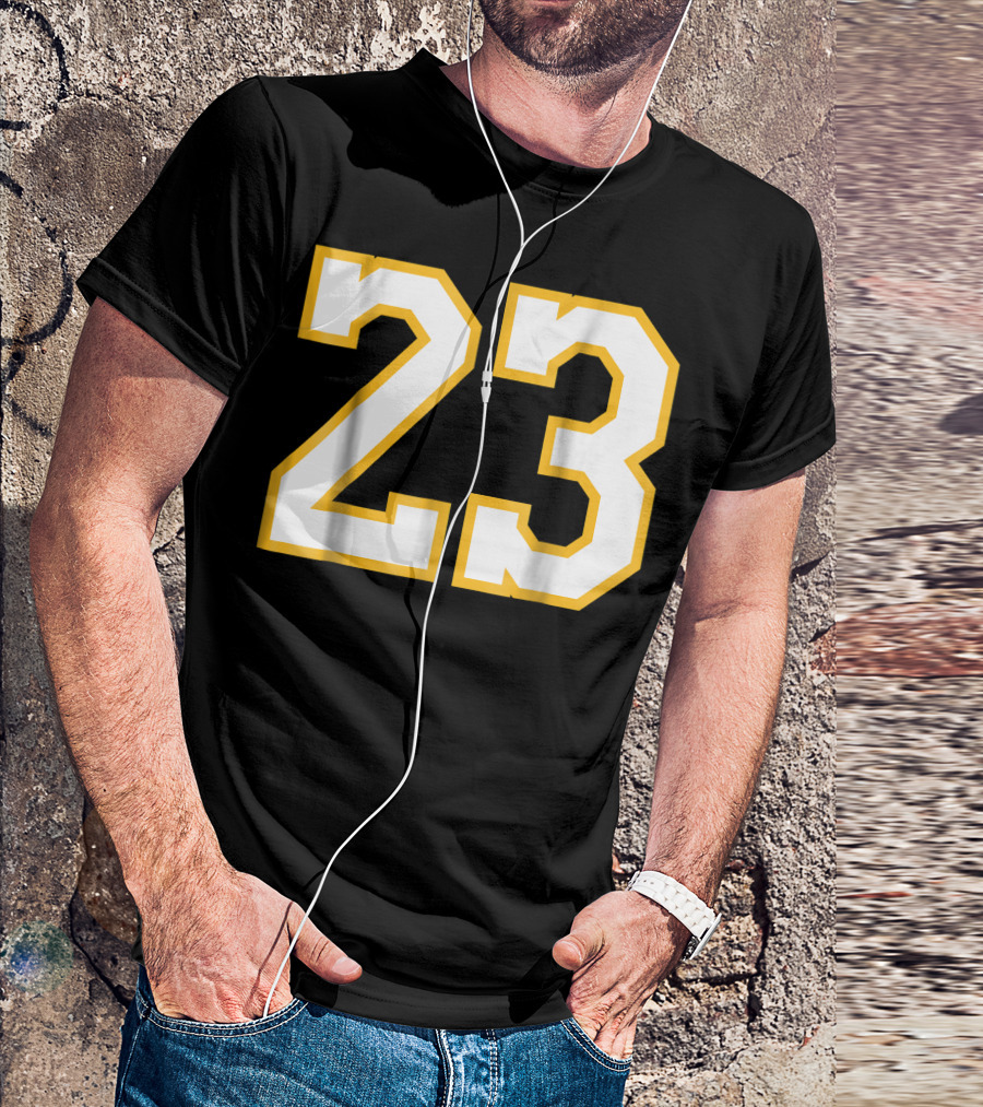 Number 23 Front Back Basketball Jersey Iconic Yellow Outline T-Shirt