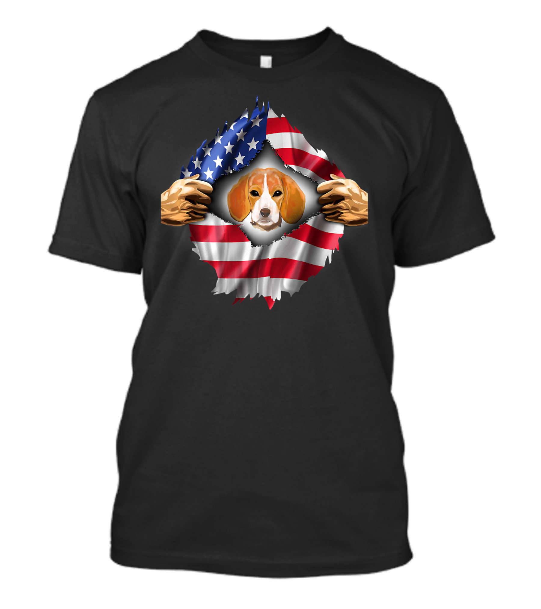 Open Hand Beagle Dog American Flag T-Shirt