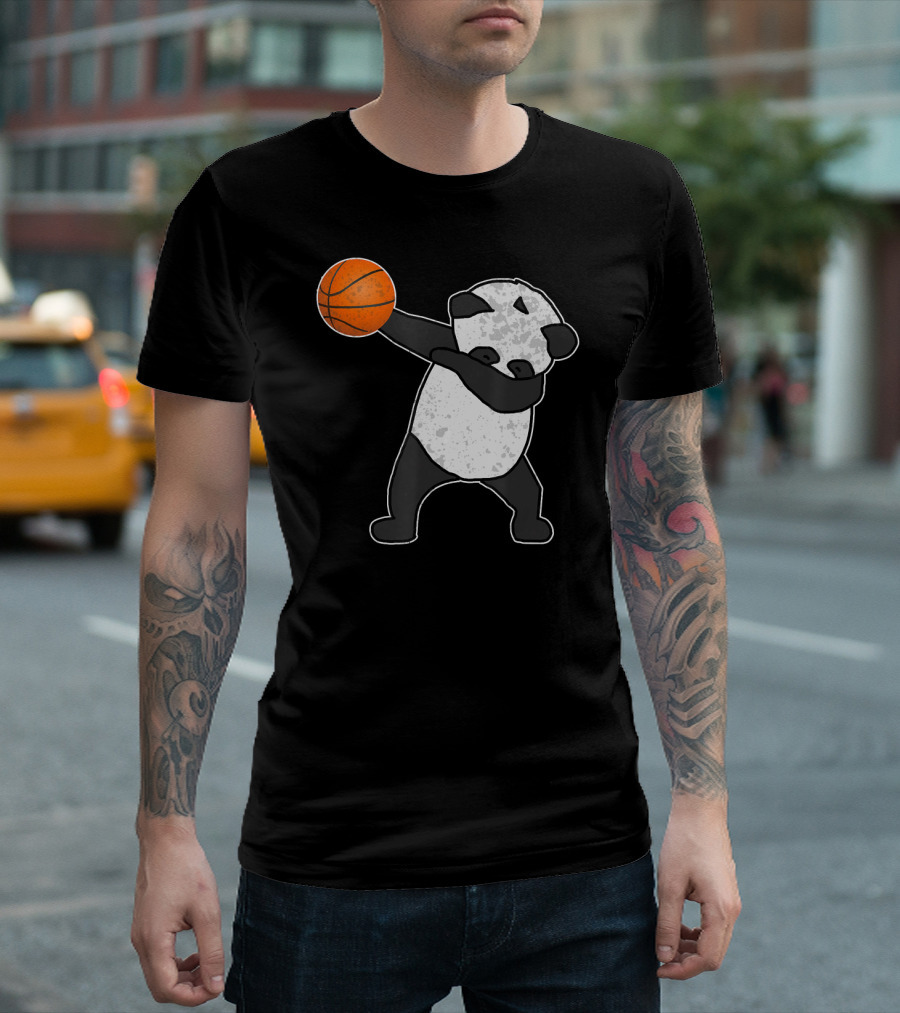 Panda Dabbing With Basketball Sports Dab T-Shirt
