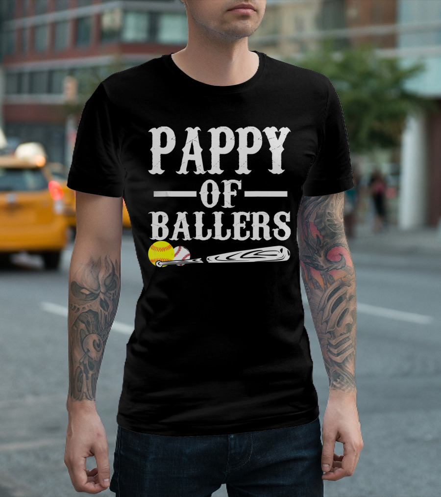 Pappy Of Ballers Baseball Bat and Balls T-Shirt