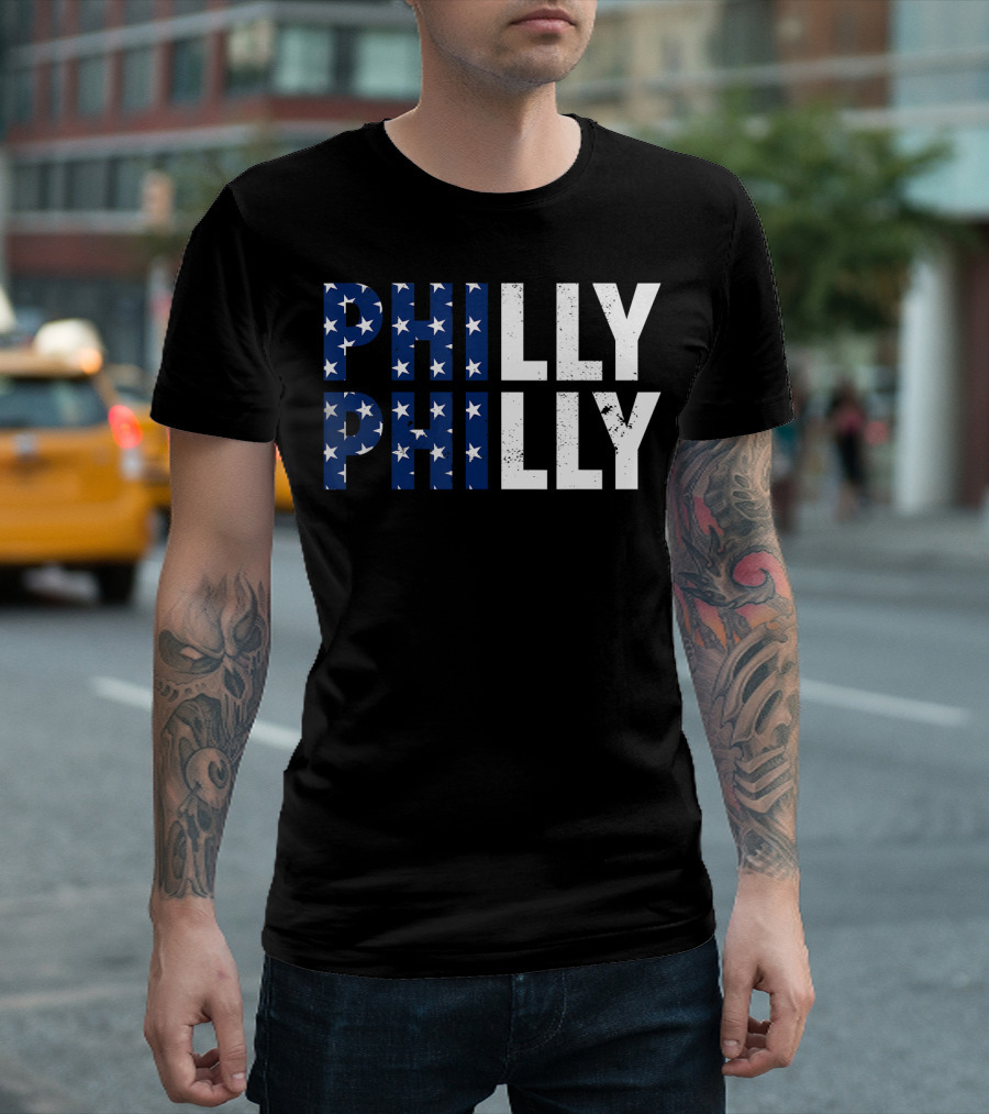 PHILLY PHILLY USA Flag Stars T-Shirt