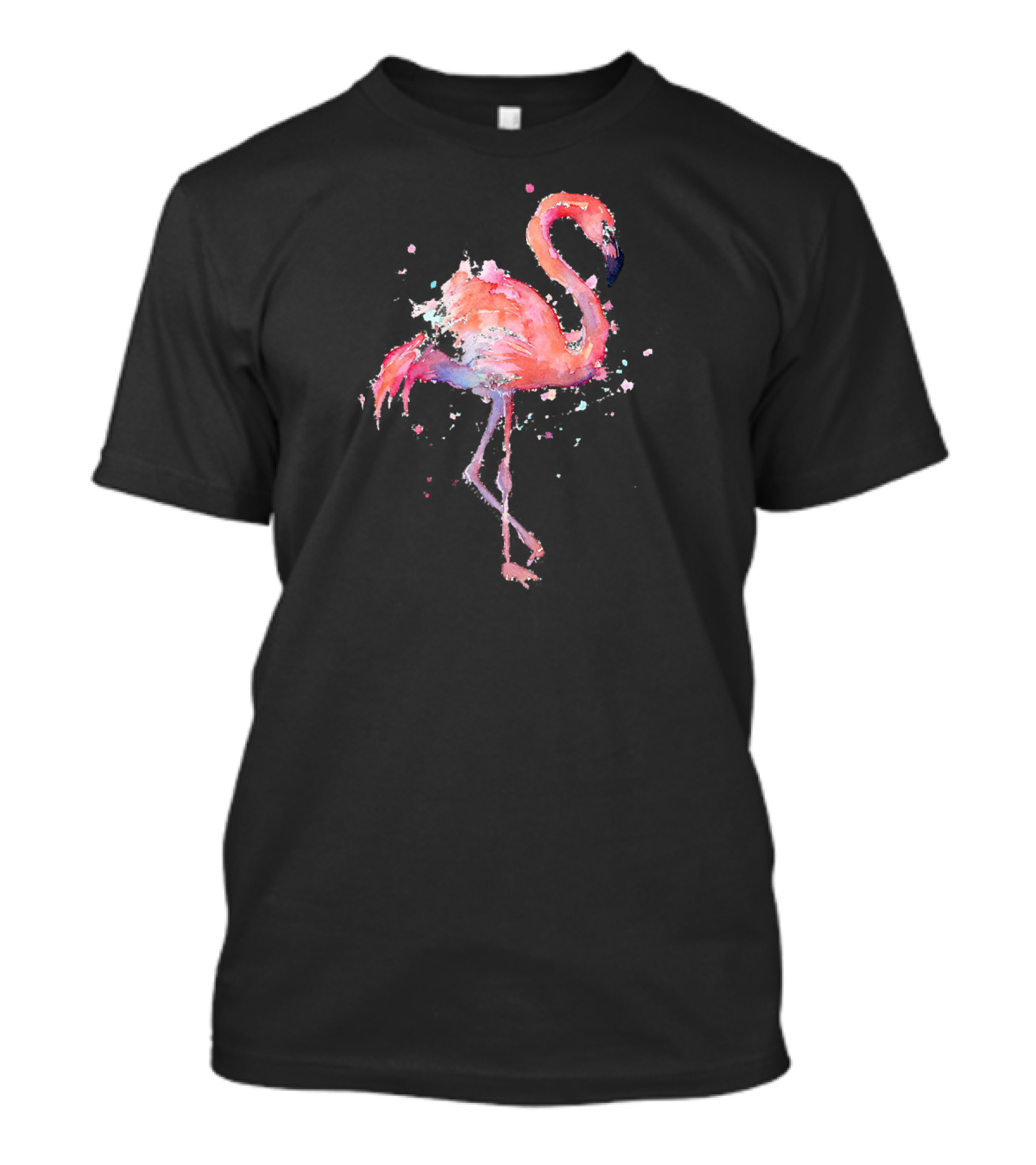 Pink Flamingo Bird Watercolor Painting T-Shirt
