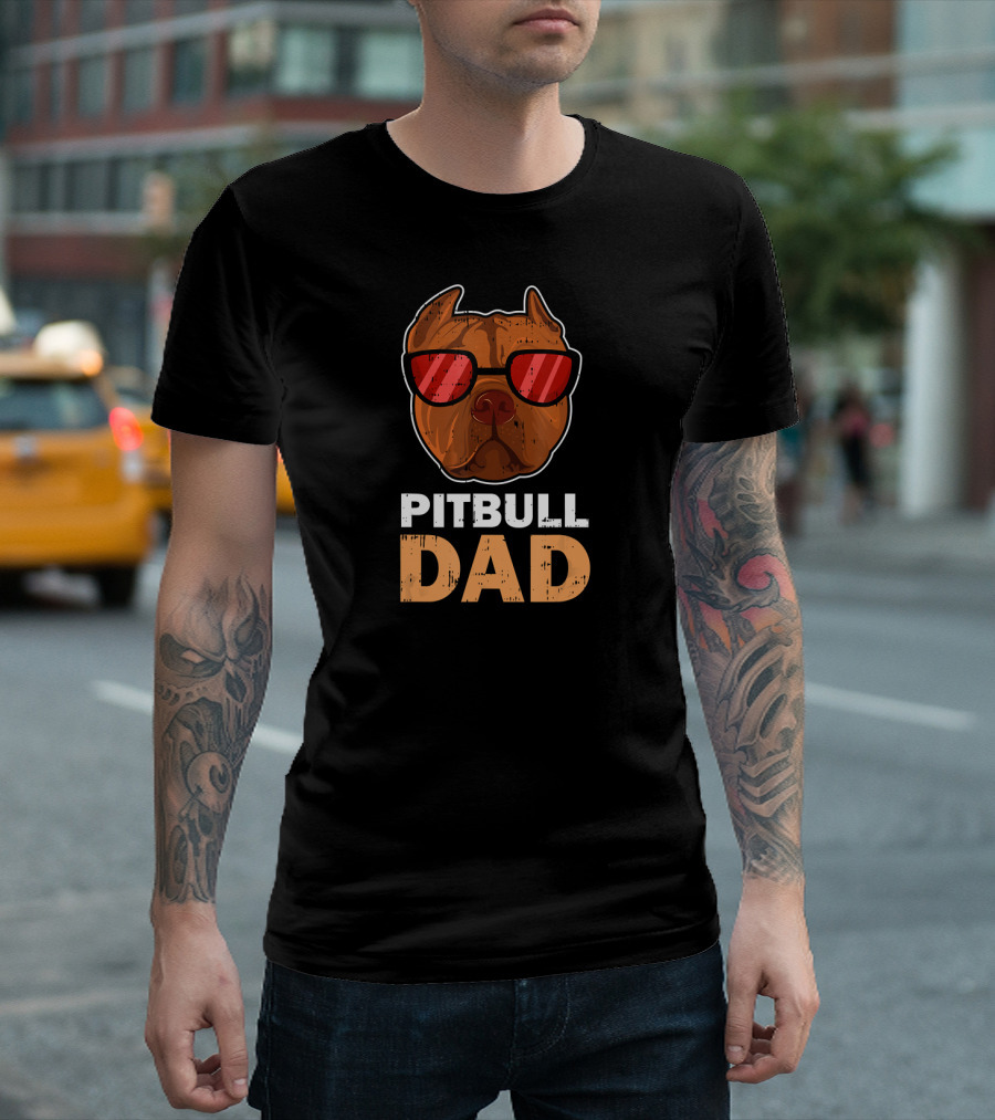 Pitbull Dad Cool Funny Bulldog Dog Owner T-Shirt