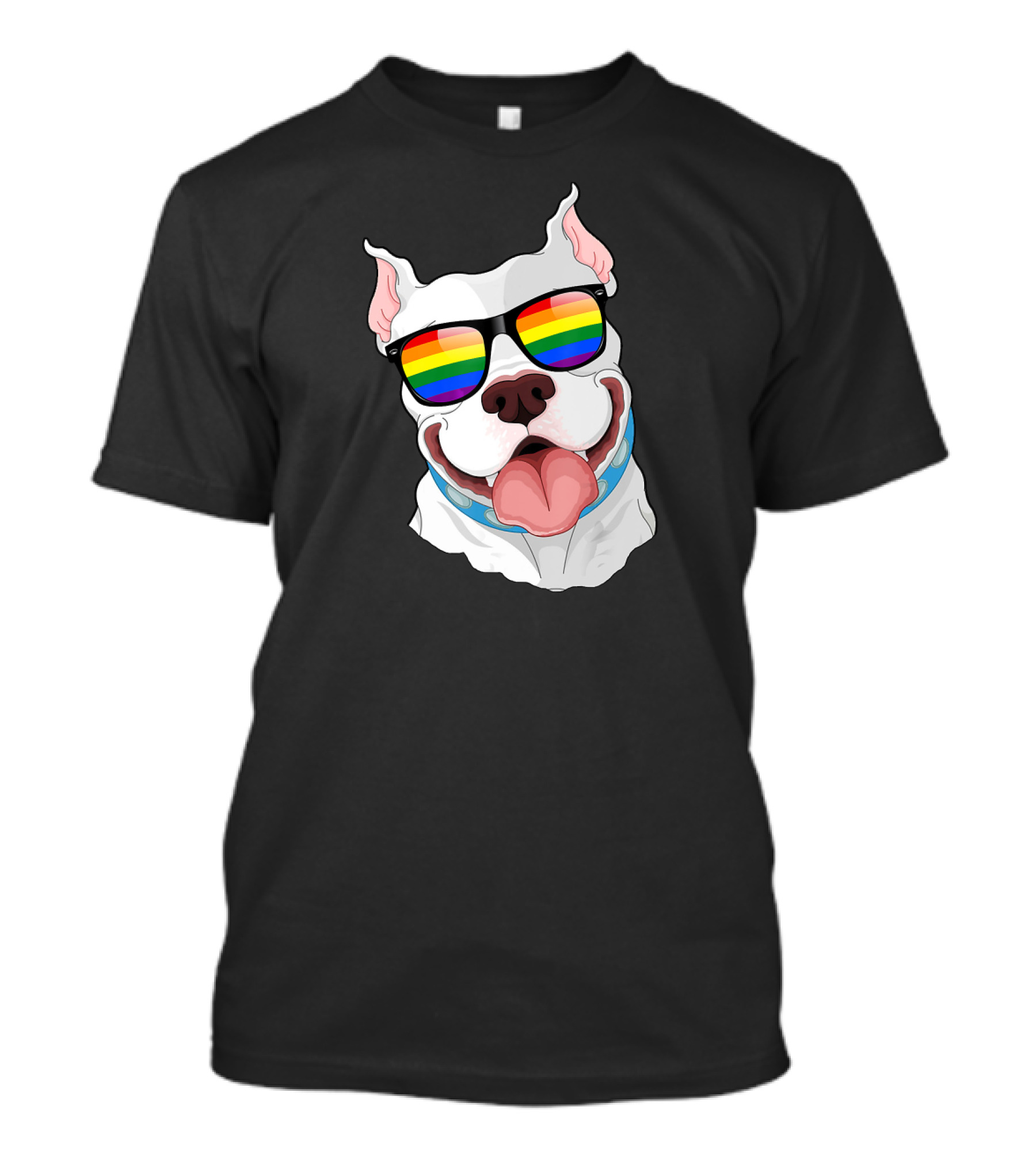 Pitbull Rainbow Sunglasses Gay Pride LGB T-Shirt
