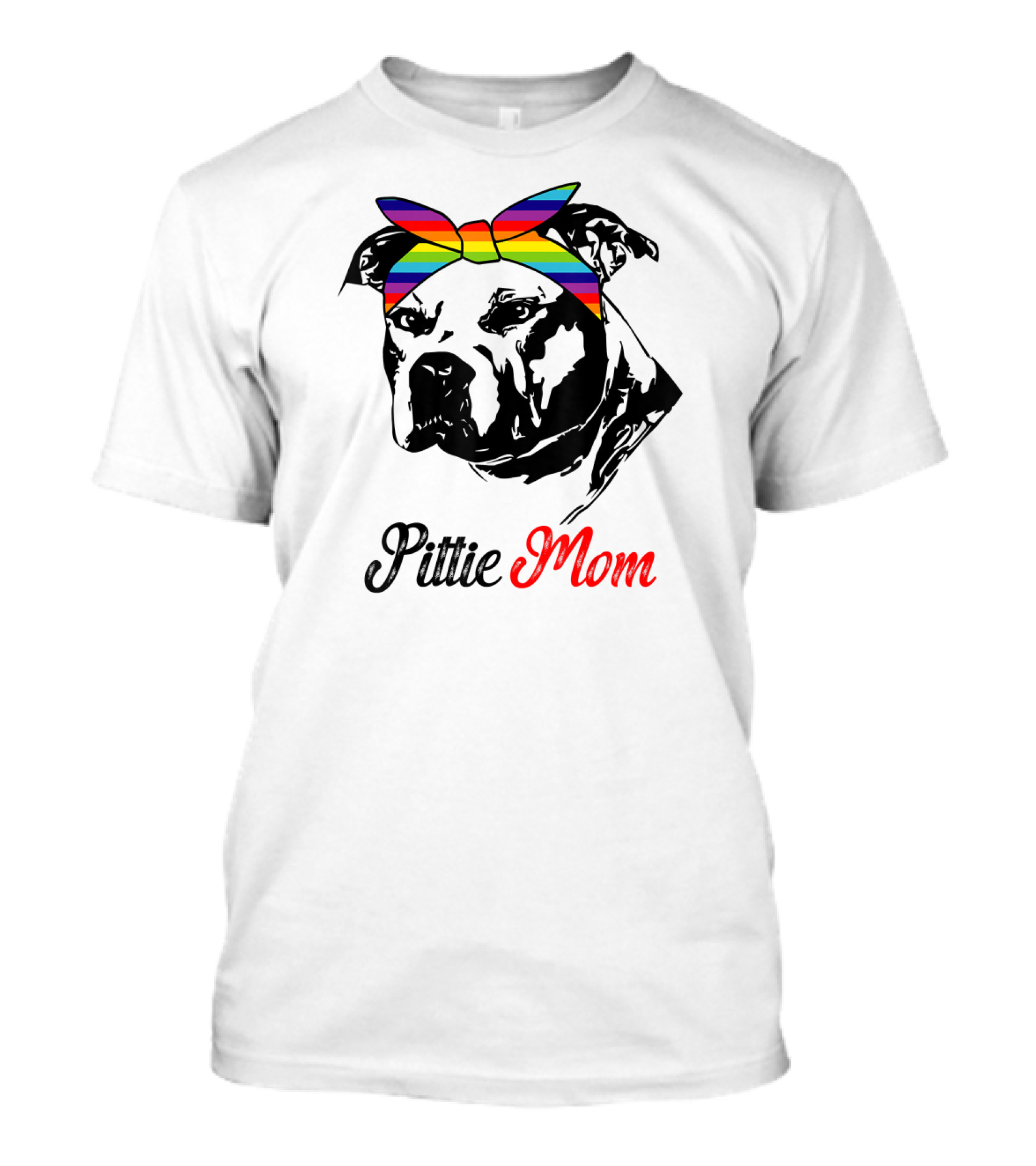 Pittie Mom Pit Bull With Rainbow Bandana T-Shirt
