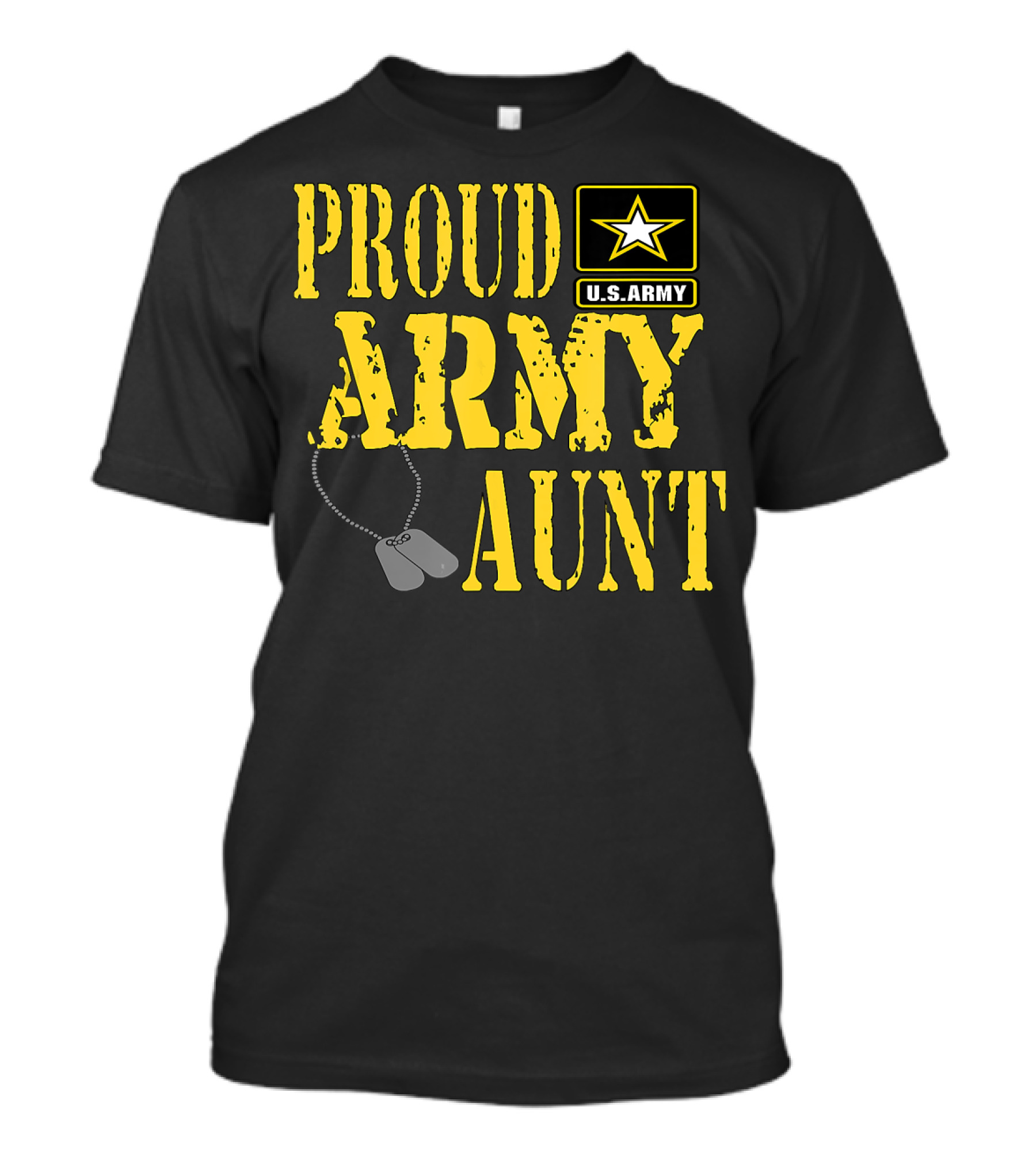Proud U.S. Army Aunt Military Dog Tags Star T-Shirt