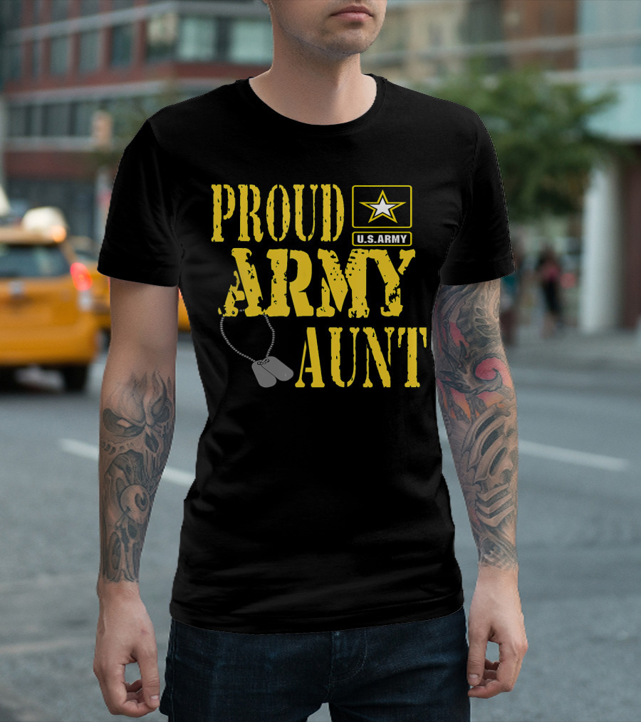 Proud U.S. Army Aunt Military Dog Tags Star T-Shirt