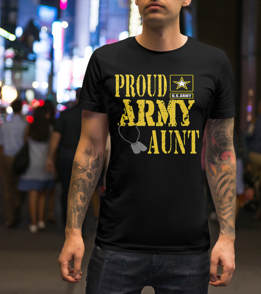 Proud U.S. Army Aunt Military Dog Tags Star T-Shirt