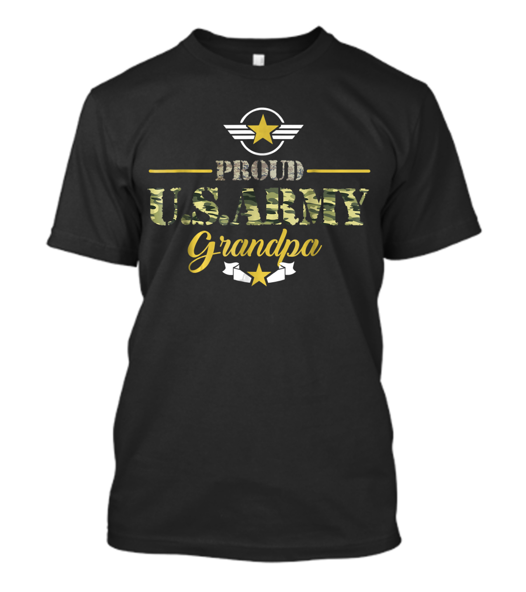 Proud U.S. Army Grandpa With Camouflage And Star Symbols T-Shirt