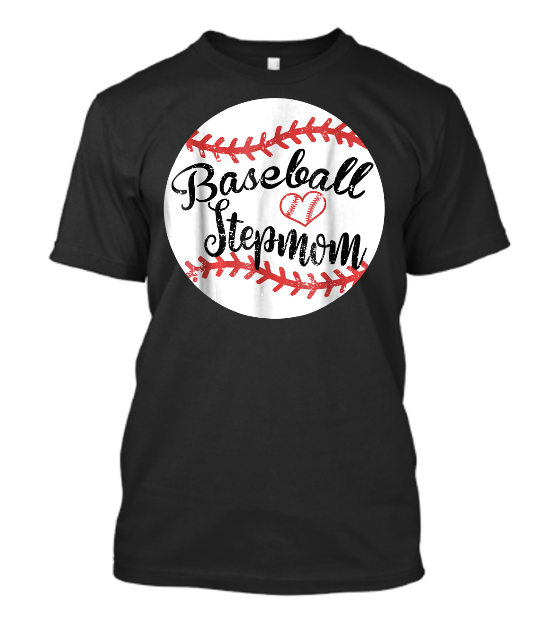 Baseball Stepmom Heart With Red Stitches T-Shirt