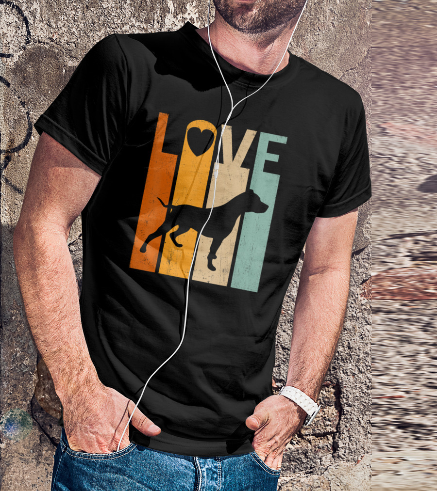 Proud Love Pitbull Dog Vintage Silhouette Love Heart T-Shirt