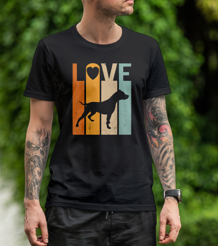 Proud Love Pitbull Dog Vintage Silhouette Love Heart T-Shirt