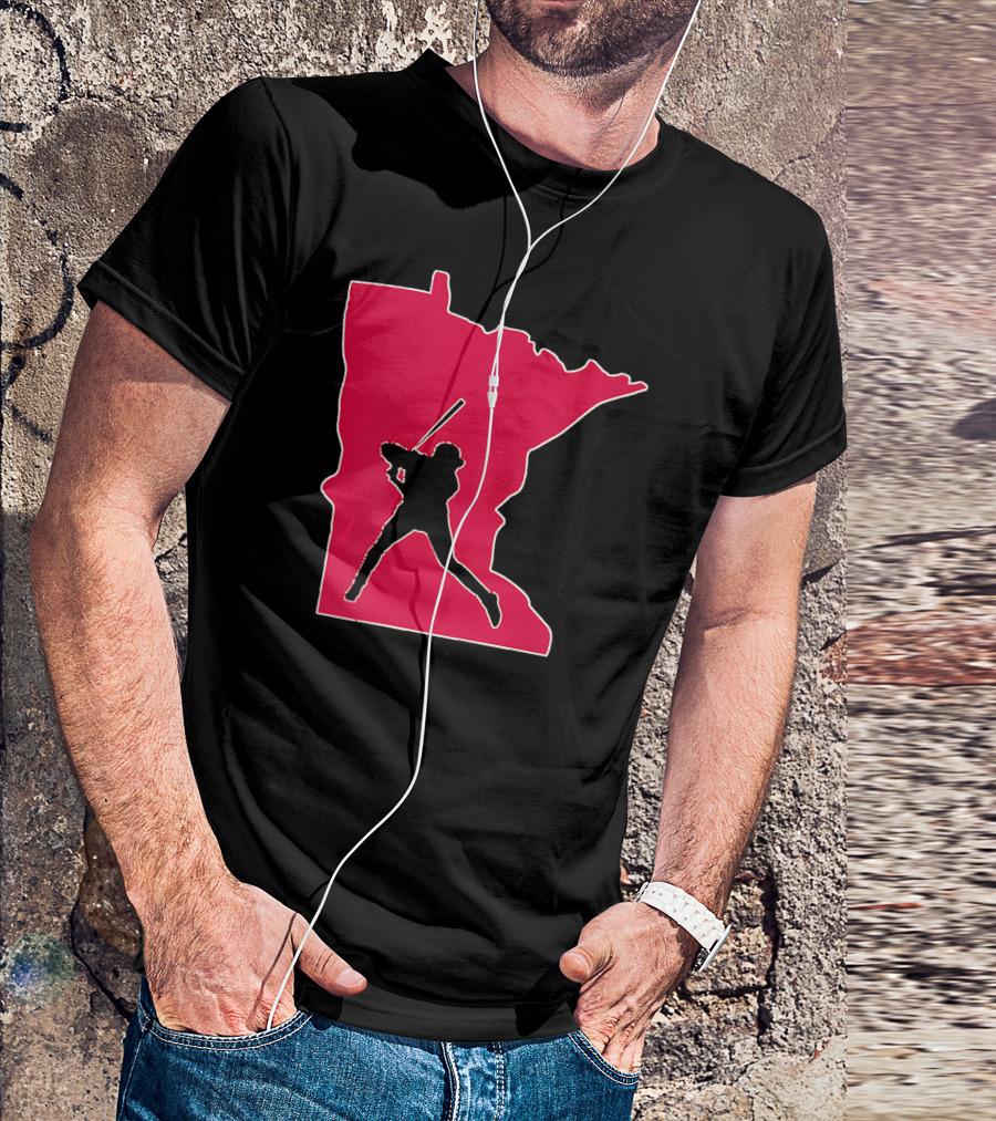 Proud Minnesota Baseball Player Silhouette In MN State Outline T-Shirt