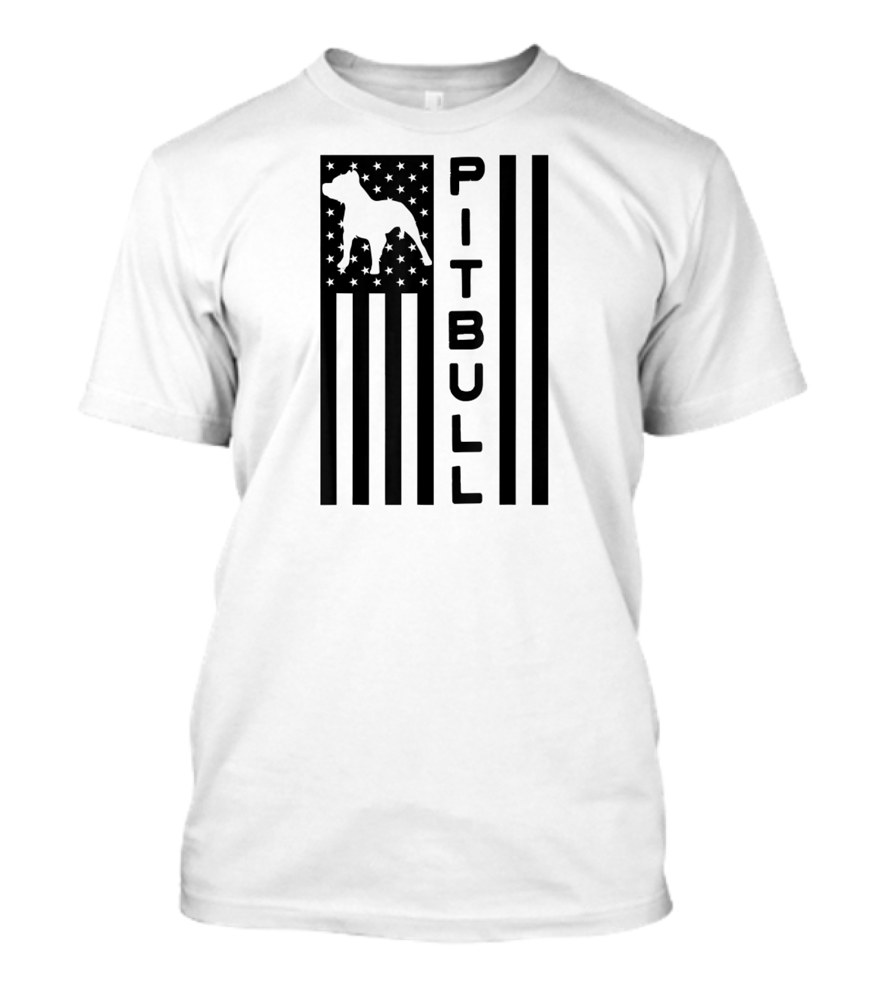 Proud Pitbull Dad Men's Pit Bull US Flag Patriotic T-Shirt
