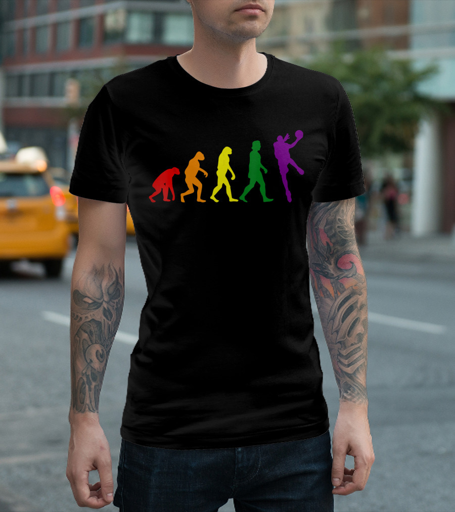 Rainbow Basketball Player Evolution Stages T-Shirt