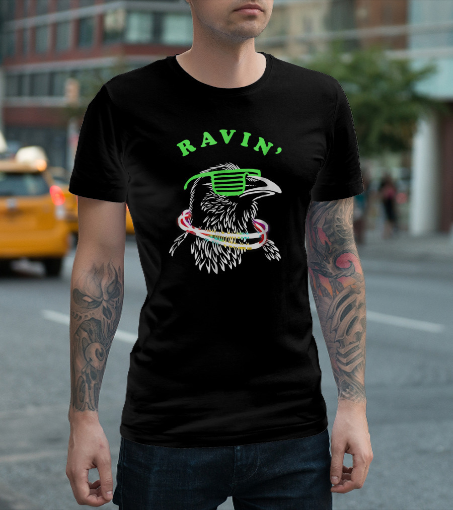Ravin Raven Neon Bird Rave Party T-Shirt