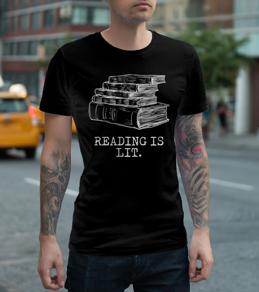 Reading Is Lit Books Stack Meme T-Shirt