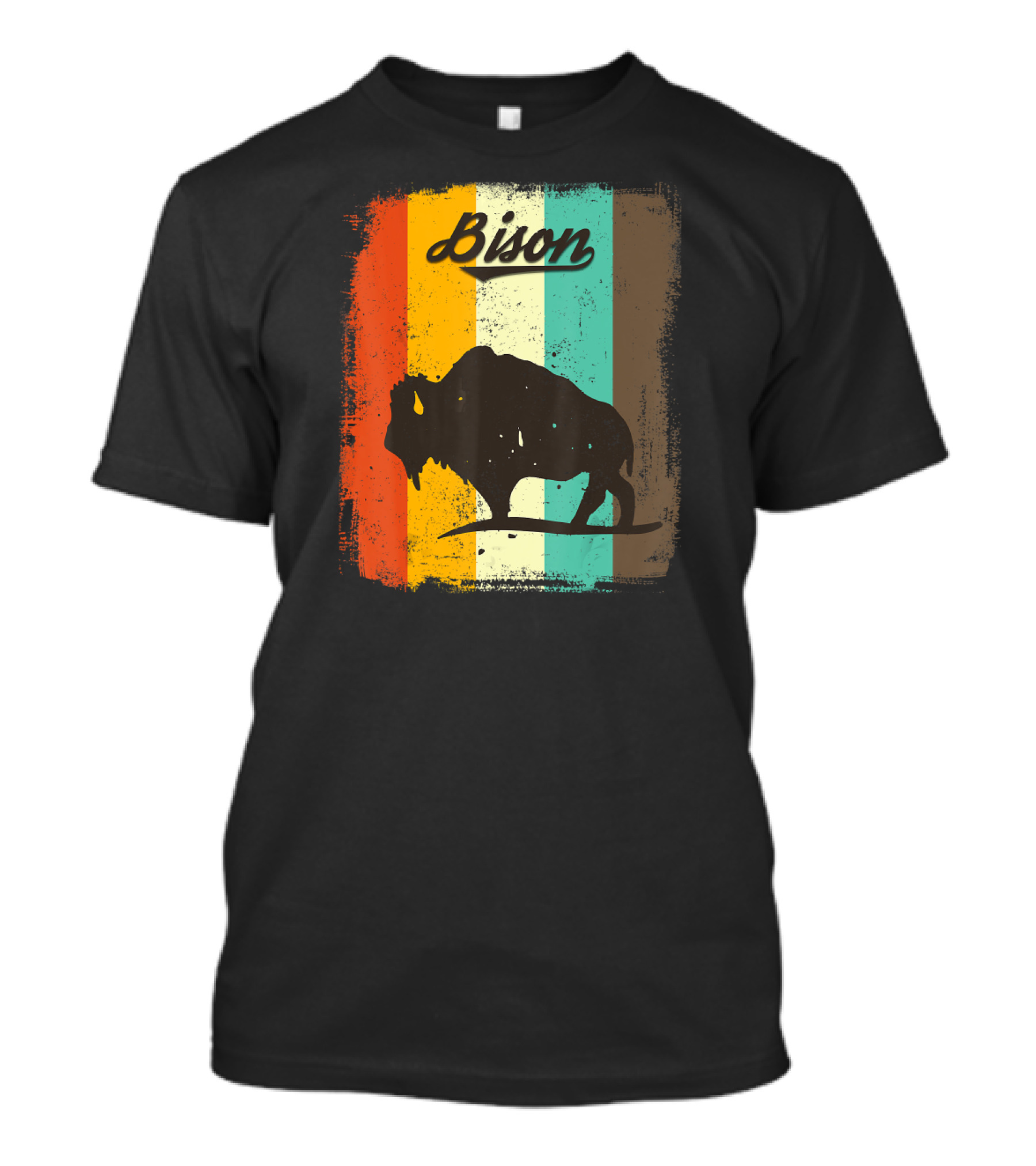 Bison Retro Stripes For Bison Lovers T-Shirt