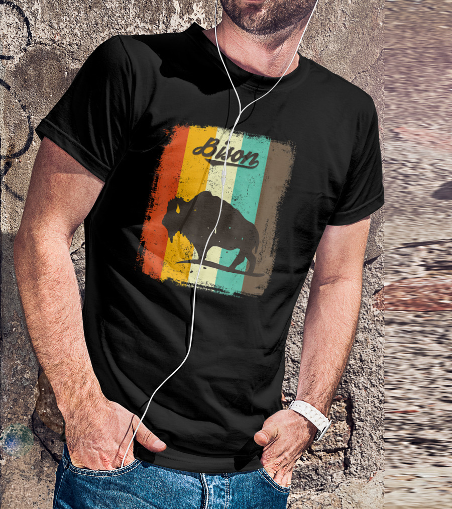 Bison Retro Stripes For Bison Lovers T-Shirt