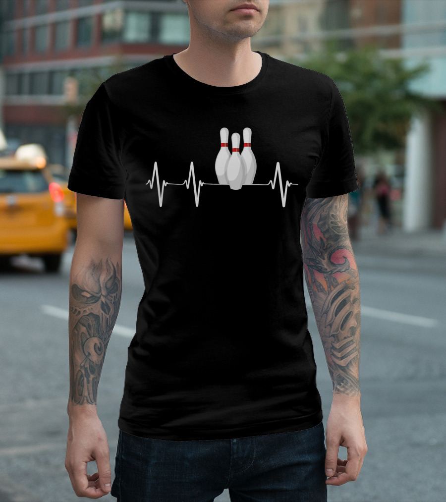 Retro Bowling Heartbeat Pulse Icon Pins T-Shirt