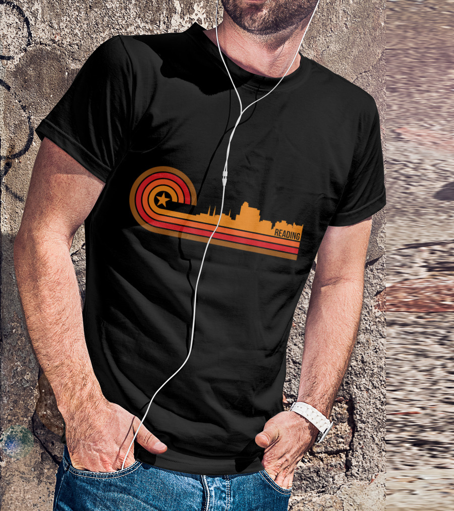 Retro Reading PA Skyline Circular Star Stripes T-Shirt