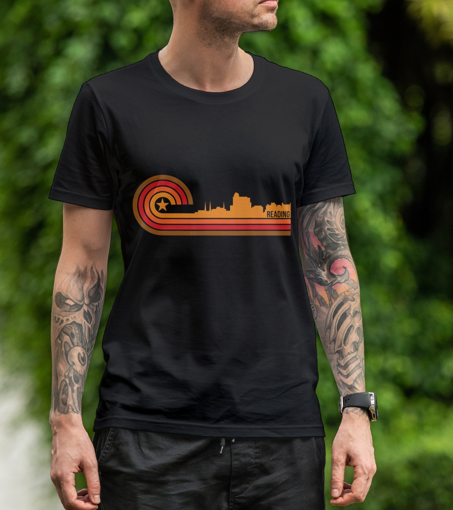 Retro Reading PA Skyline Circular Star Stripes T-Shirt