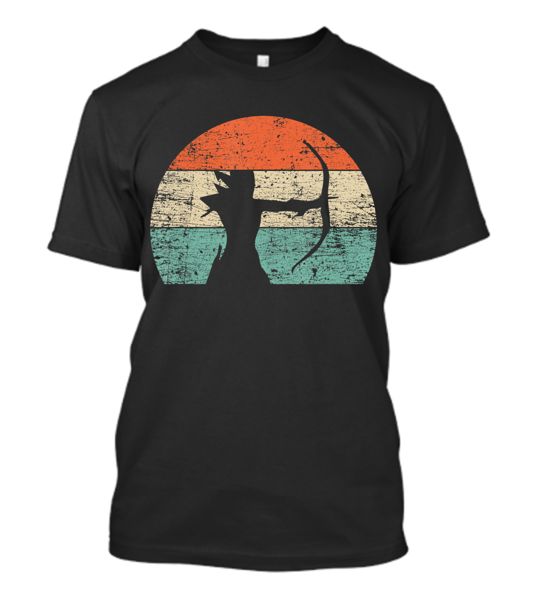 Retro Vintage Archery Archer Silhouette In Distressed Sunset Circle T-Shirt