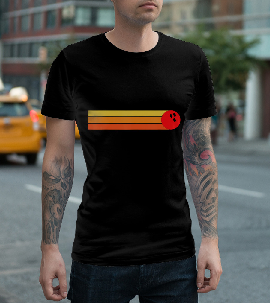 Retro Vintage Bowling Ball Stripes T-Shirt