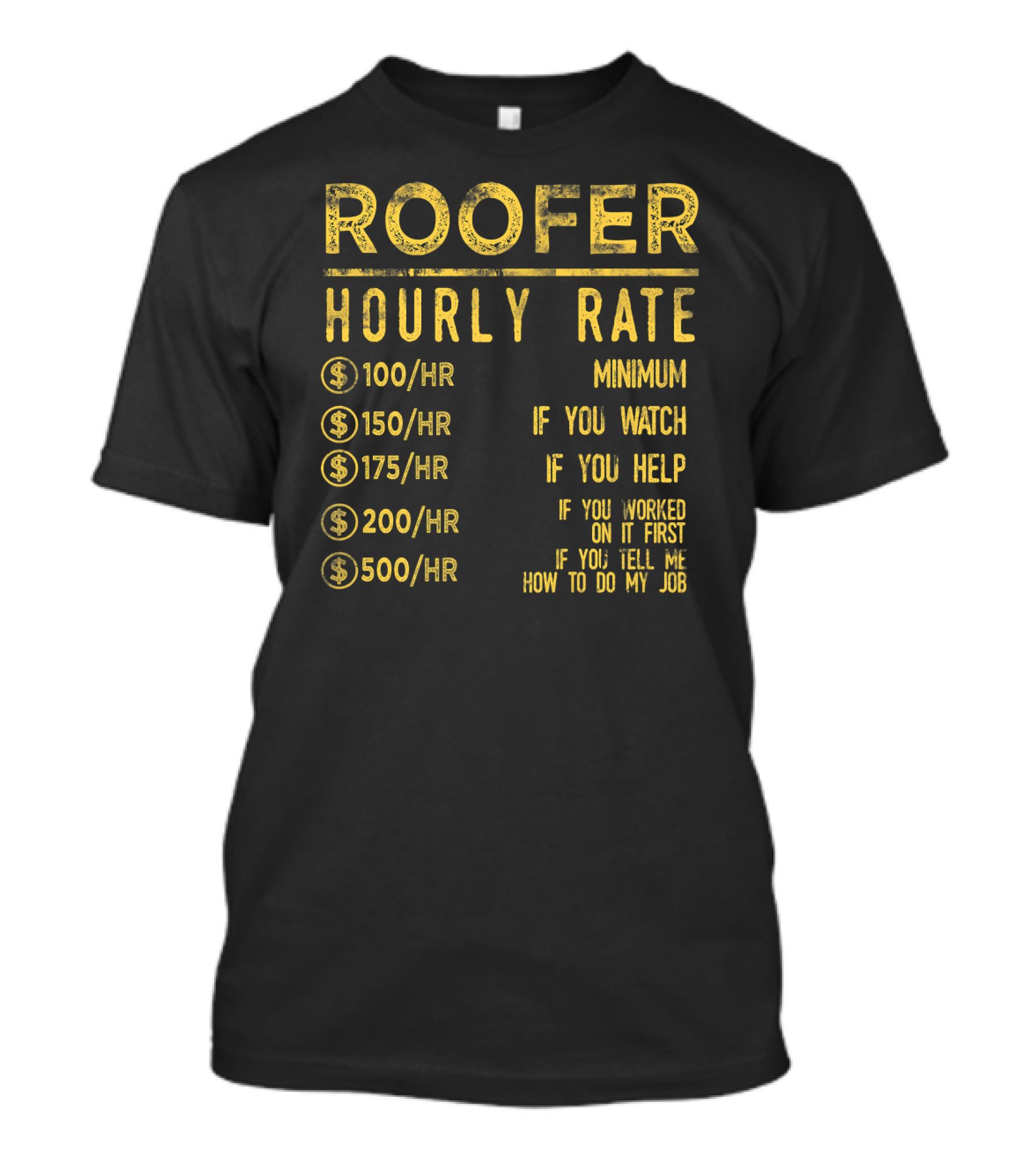 Roofer Hourly Rate Minimum If You Watch Help Worked Tell Me How To Do My Job T-Shirt