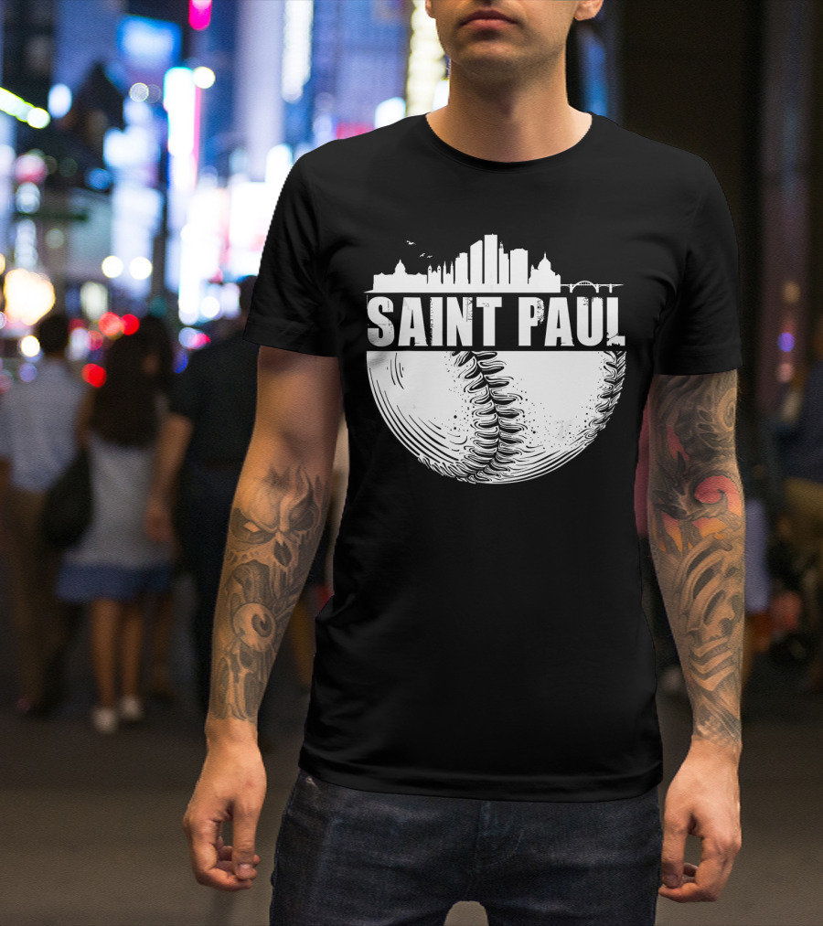 Saint Paul Baseball City Skyline T-Shirt