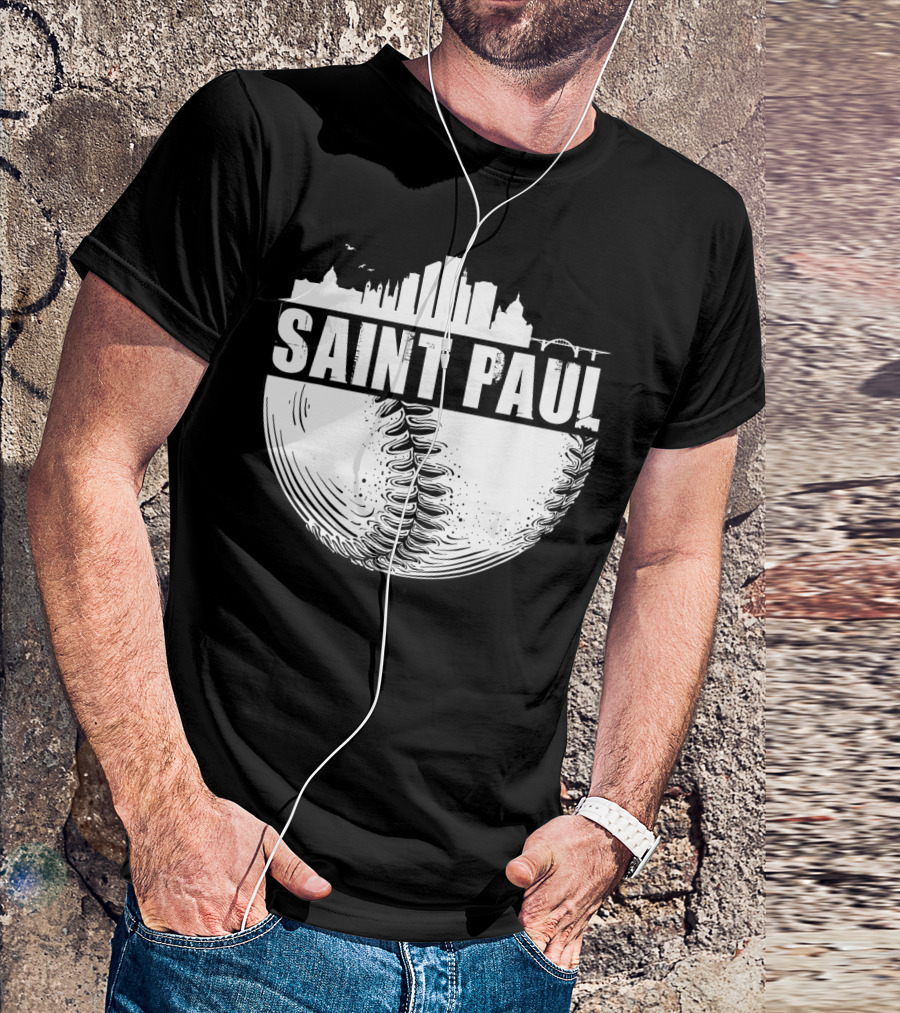 Saint Paul Baseball City Skyline T-Shirt