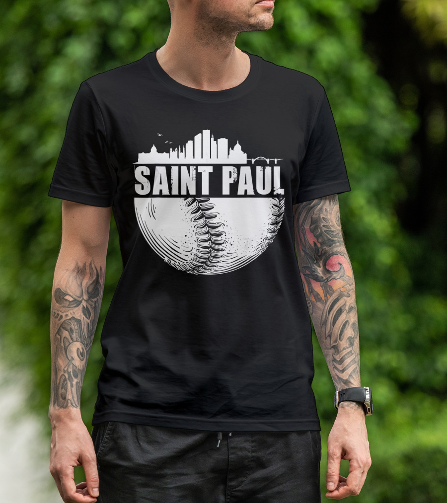 Saint Paul Baseball City Skyline T-Shirt