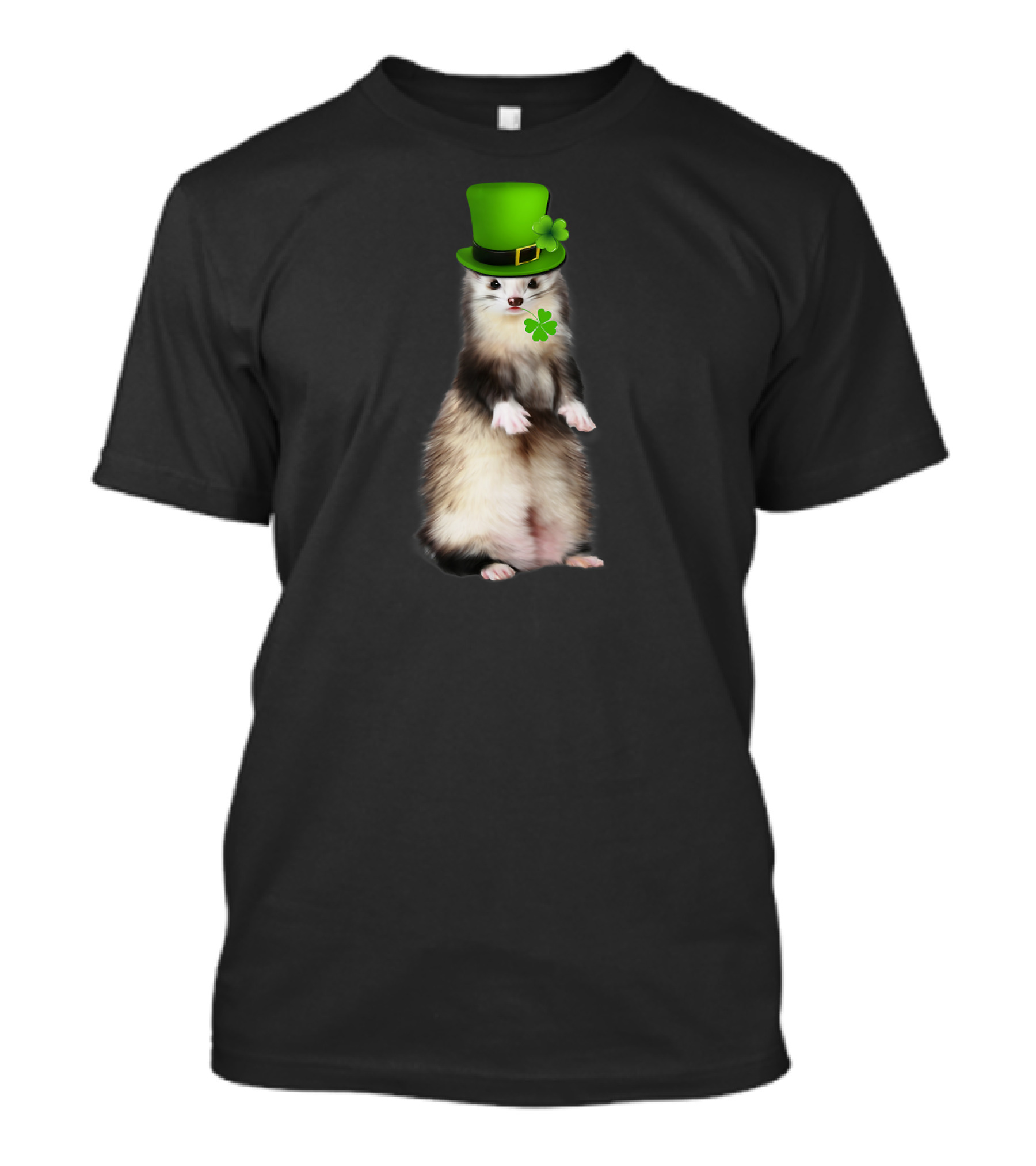 Leprechaun Hat Ferret With Shamrock For St Patrick's Day T-Shirt