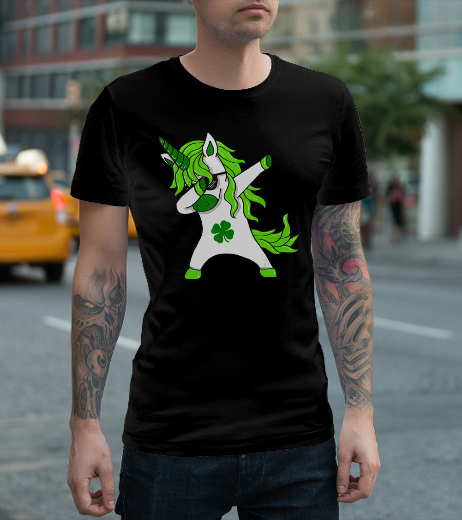 St Patricks Day Lepricorn Dabbi Unicorn Shamrock Dance T-Shirt