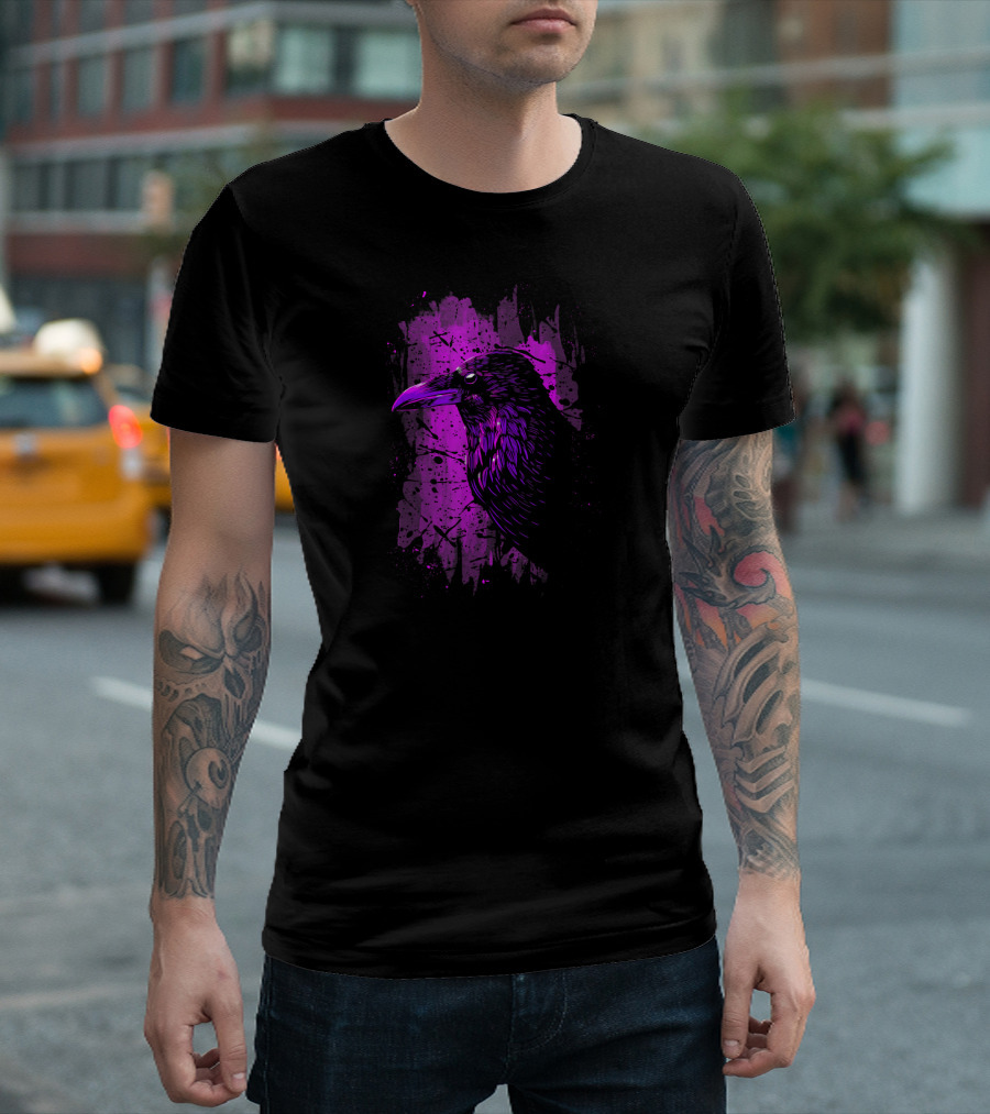 Stain Crow Dead Bird Awesome Purple Grunge Aesthetic T-Shirt