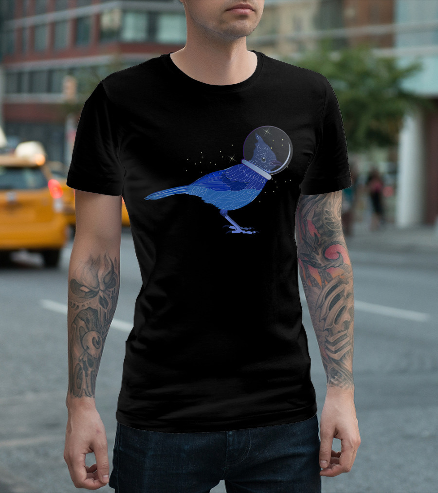 Stellar Jay Space Bird Funny Cle Helmet Stars Bird T-Shirt
