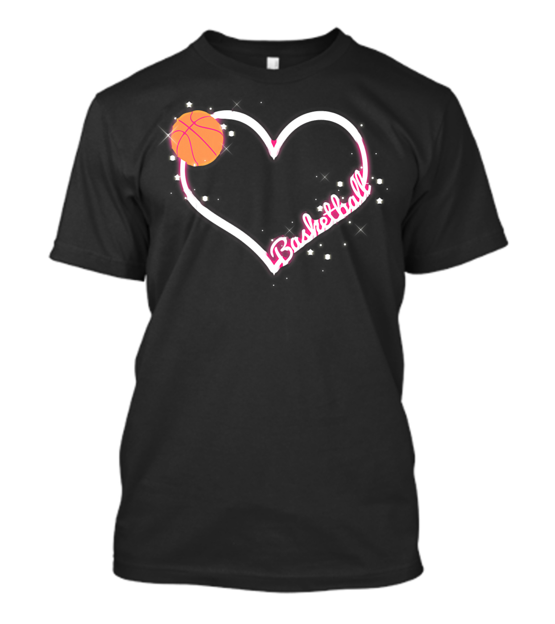 Heart Basketball With Sparkling Love For Girl Basketball Player T-Shirt