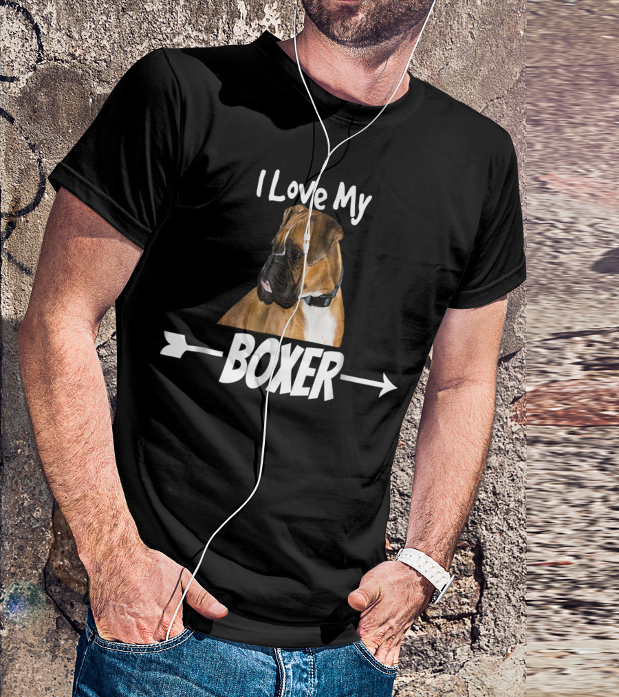 I Love My Boxer Dog With Arrow T-Shirt