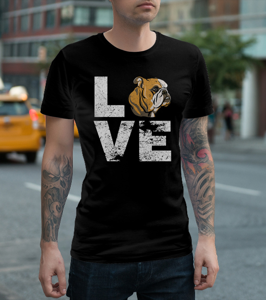 I Love My English Bulldog Dog Head Love Bulldog T-Shirt