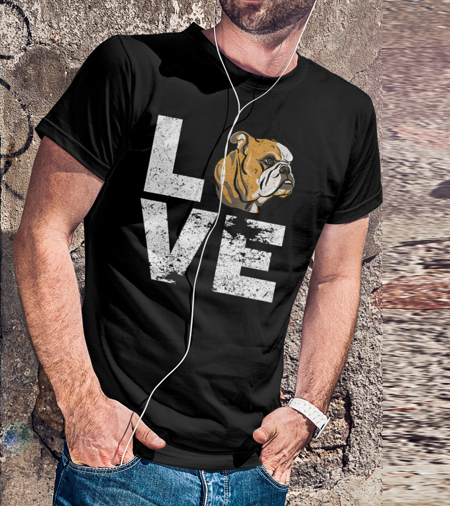 I Love My English Bulldog Dog Head Love Bulldog T-Shirt