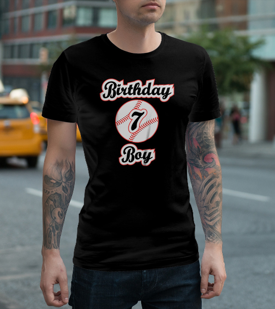 Birthday Boy 7 Baseball Seventh Seven Years T-Shirt