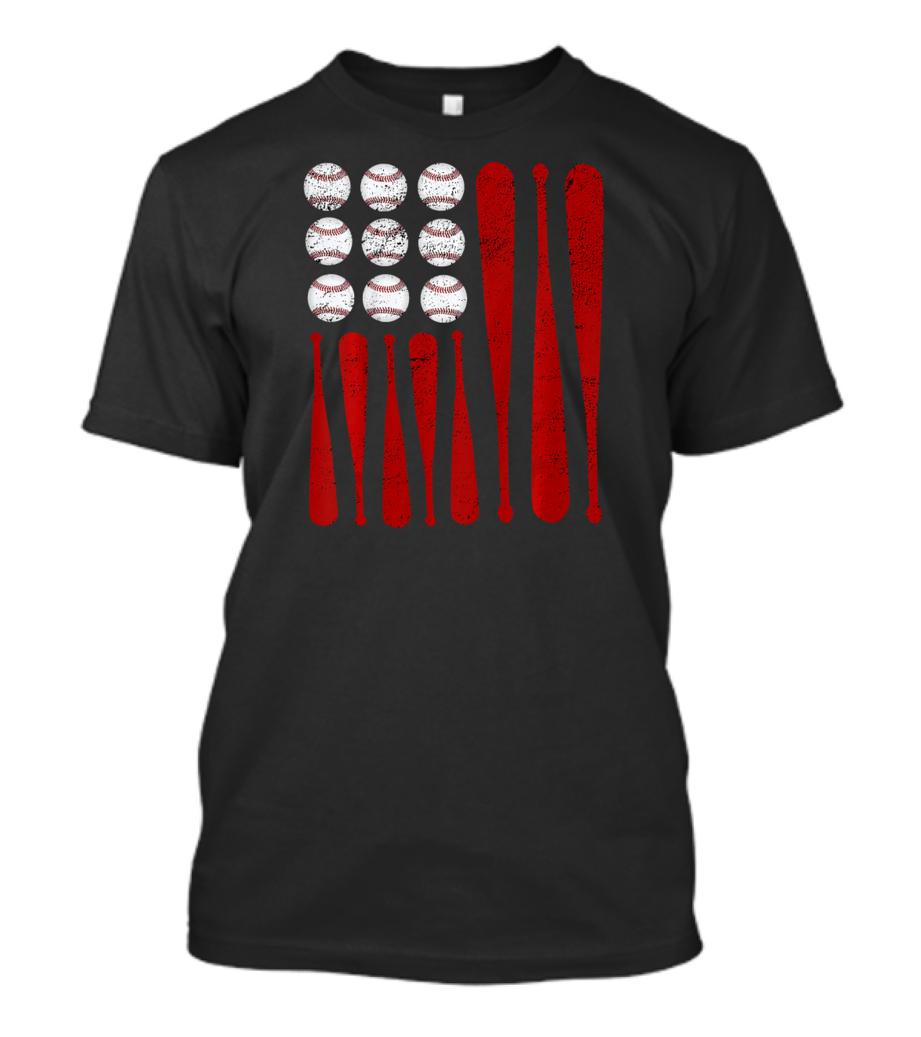 Baseball Bat And Ball American Flag Kids T-Shirt