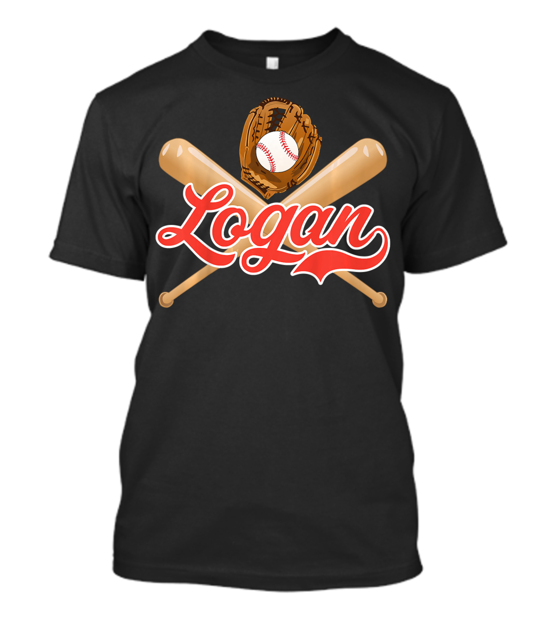 Logan Baseball Glove And Bats Birthday Boy T-Shirt